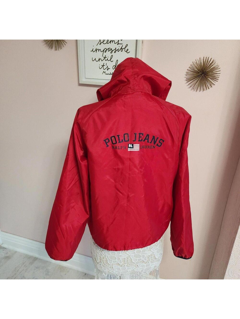 New Polo Jeans Co Ralph Lauren Red Nylon Jacket Windbreaker – Size M